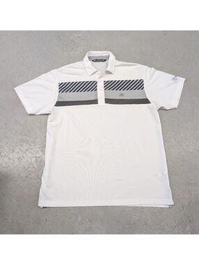 Travis Mathew White Two Tone Gold Polo Shirt Taboo